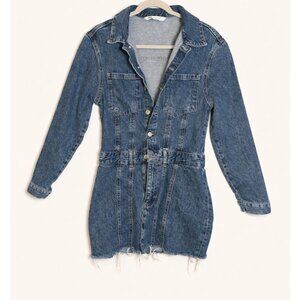 ZARA Denim Button-Front Mini Dress – Size M